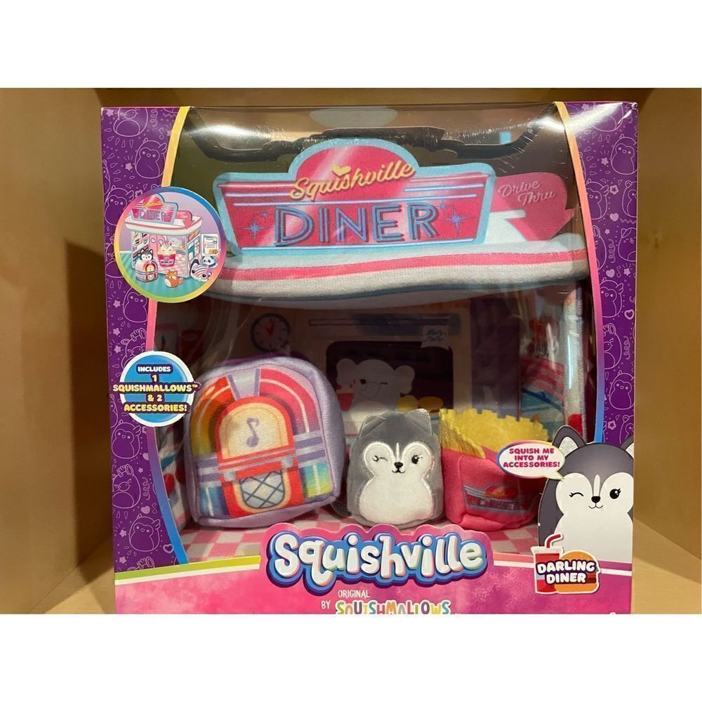 Squishville Squishmallows Darling Diner Playset with 2"Heidi The Husky  NEW
